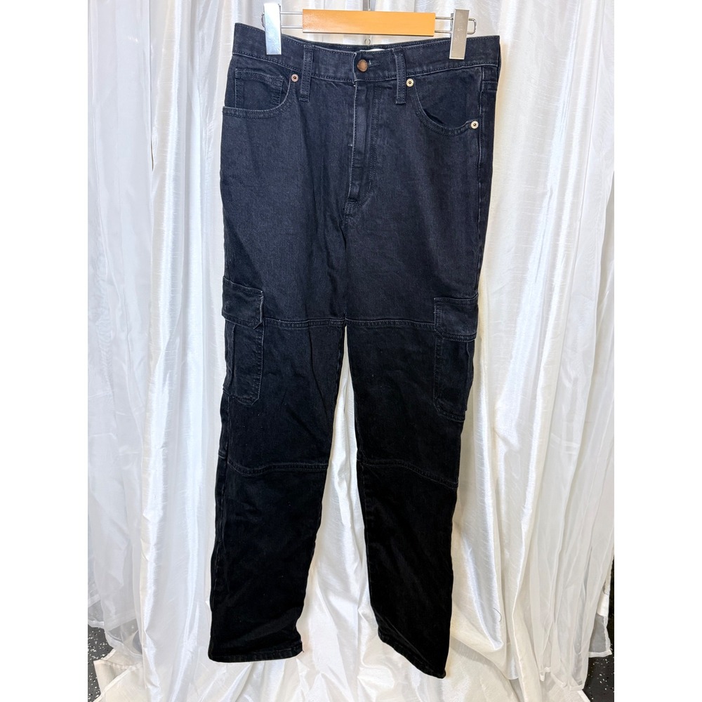 Universal Thread Cargo Jeans Womens 6R Black High Rise 90s Straight Leg Utility